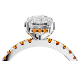 White gold Radiant Cut Diamond Solitaire Ring with Round with Citrine side stone Pavé Band and Four-Prong Setting_16
