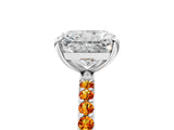 White gold Radiant Cut Diamond Solitaire Ring with Round with Citrine side stone Pavé Band and Prong Setting_5