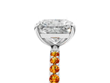 White gold Radiant Cut Diamond Solitaire Ring with Round with Citrine side stone Pavé Band and Prong Setting_5