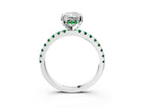 White gold Radiant Cut Diamond Solitaire Ring with Round with Emerald side stone Pavé Band and Four-Prong Setting_39