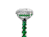 White gold Radiant Cut Diamond Solitaire Ring with Round with Emerald side stone Pavé Band and Four-Prong Setting_41