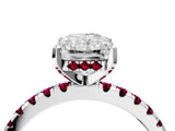 White gold Radiant Cut Diamond Solitaire Ring with Round with Garnet side stone Pavé Band and Four-Prong Setting_40