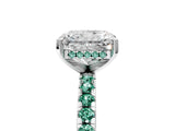 White gold Radiant Cut Diamond Solitaire Ring with Round with Green Sapphire side stone Pavé Band and Four-Prong Setting_5