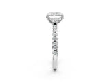 White gold Radiant Cut Diamond Solitaire Ring with Round with Moissanite side stone Pavé Band and Four-Prong Setting_14