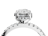 White gold Radiant Cut Diamond Solitaire Ring with Round with Moissanite side stone Pavé Band and Four-Prong Setting_28