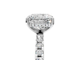 White gold Radiant Cut Diamond Solitaire Ring with Round with Moissanite side stone Pavé Band and Four-Prong Setting_29