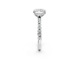 White gold Radiant Cut Diamond Solitaire Ring with Round with Moissanite side stone Pavé Band and Four-Prong Setting_38