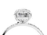 White gold Radiant Cut Diamond Solitaire Ring with Round with Moissanite side stone Pavé Band and Prong Setting_16