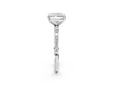 White gold Radiant Cut Diamond Solitaire Ring with Round with Moissanite side stone Pavé Band and Prong Setting_2