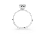 White gold Radiant Cut Diamond Solitaire Ring with Round with Moissanite side stone Pavé Band and Prong Setting_3