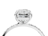 White gold Radiant Cut Diamond Solitaire Ring with Round with Moissanite side stone Pavé Band and Prong Setting_4