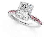 White gold Radiant Cut Diamond Solitaire Ring with Round with Morganite side stone Pavé Band and Four-Prong Setting_13