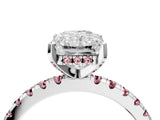 White gold Radiant Cut Diamond Solitaire Ring with Round with Morganite side stone Pavé Band and Four-Prong Setting_16