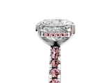White gold Radiant Cut Diamond Solitaire Ring with Round with Morganite side stone Pavé Band and Four-Prong Setting_17