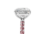White gold Radiant Cut Diamond Solitaire Ring with Round with Morganite side stone Pavé Band and Prong Setting_17