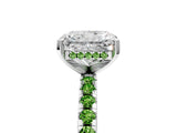 White gold Radiant Cut Diamond Solitaire Ring with Round with Peridot side stone Pavé Band and Four-Prong Setting_17