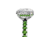White gold Radiant Cut Diamond Solitaire Ring with Round with Peridot side stone Pavé Band and Four-Prong Setting_41