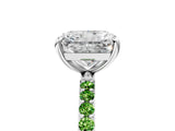 White gold Radiant Cut Diamond Solitaire Ring with Round with Peridot side stone Pavé Band and Prong Setting_29