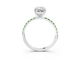 White gold Radiant Cut Diamond Solitaire Ring with Round with Peridot side stone Pavé Band and Prong Setting_39
