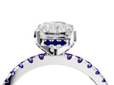 White gold Radiant Cut Diamond Solitaire Ring with Round with Tanzanite side stone Pavé Band and Four-Prong Setting_28