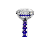 White gold Radiant Cut Diamond Solitaire Ring with Round with Tanzanite side stone Pavé Band and Four-Prong Setting_29