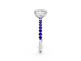 White gold Radiant Cut Diamond Solitaire Ring with Round with Tanzanite side stone Pavé Band and Prong Setting_14