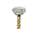White gold Radiant Cut Diamond Solitaire Ring with Round with Yellow Sapphire side stone Pavé Band and Four-Prong Setting_41