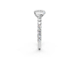 White gold Radiant Cut Diamond Solitaire Ring with Shared Prong Pavé Band and Four-Prong Setting_137