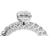 White gold Radiant Cut Diamond Solitaire Ring with Shared Prong Pavé Band and Four-Prong Setting_139