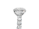 White gold Radiant Cut Diamond Solitaire Ring with Shared Prong Pavé Band and Four-Prong Setting_140
