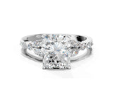 White gold Radiant Cut Diamond Solitaire Ring with Side Stones and Four-Prong Setting_72