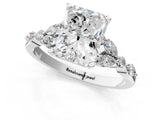 White gold Radiant Cut Diamond Solitaire Ring with Side Stones and Four-Prong Setting_77
