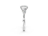 White gold Radiant Cut Diamond Solitaire Ring with Side Stones and Four-Prong Setting_78