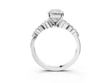 White gold Radiant Cut Diamond Solitaire Ring with Side Stones and Four-Prong Setting_79