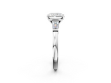 White gold Radiant Cut Diamond Solitaire Ring with Tapered Baguette Accents and Four-Prong Setting_108