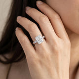 White gold Radiant Cut Diamond Solitaire Ring with Tapered Baguette Accents and Four-Prong Setting_14