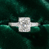 White gold Radiant Cut Diamond Solitaire Ring with Tapered Baguette Accents and Four-Prong Setting_15