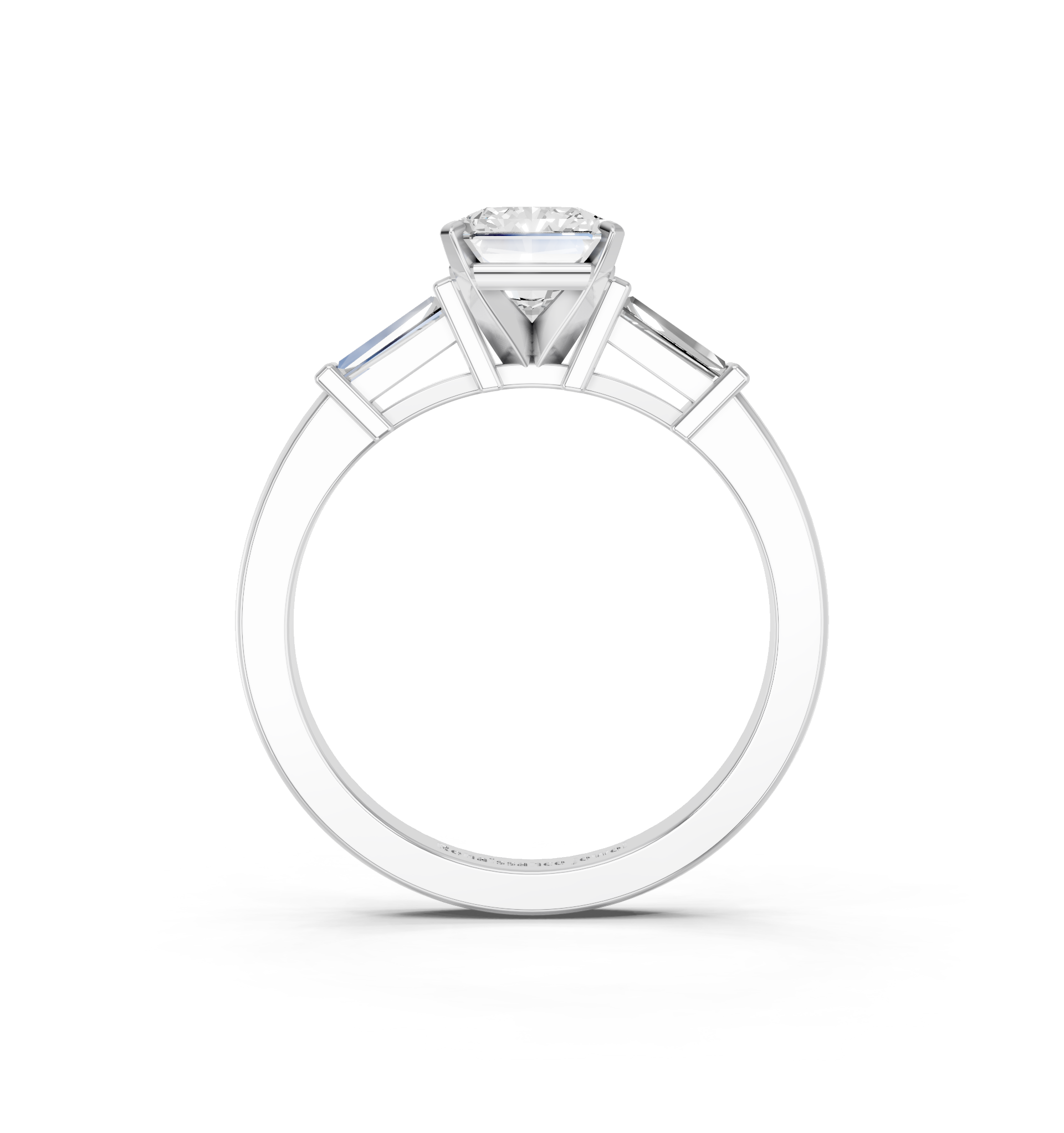 White gold Radiant Cut Diamond Solitaire Ring with Tapered Baguette Accents and Four-Prong Setting_38