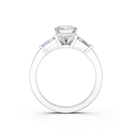 White gold Radiant Cut Diamond Solitaire Ring with Tapered Baguette Accents and Four-Prong Setting_38