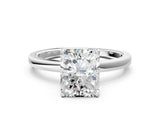 White gold Radiant Cut Diamond Solitaire Ring with Thin Band and Prong Setting_12