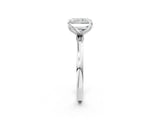 White gold Radiant Cut Diamond Solitaire Ring with Thin Band and Prong Setting_14