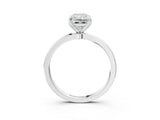 White gold Radiant Cut Diamond Solitaire Ring with Thin Band and Prong Setting_15