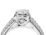 White gold Radiant Cut Diamond Solitaire Ring with Three-Row Pavé Band and Four-Prong Setting_49