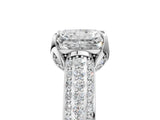 White gold Radiant Cut Diamond Solitaire Ring with Three-Row Pavé Band and Four-Prong Setting_50