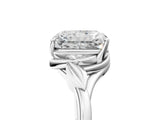 White gold Radiant Cut Diamond Solitaire Ring with Twist Band and Four-Prong Setting_100