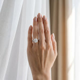 White gold Radiant Cut Diamond Solitaire Ring with Twisted Band and Pavé Accents_58