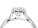White gold Radiant Cut Diamond Solitaire Twist Band Prong Setting Ring_58