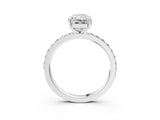 White gold Radiant Cut Diamond Solitaire with Pave Band and Four-Prong Setting 3