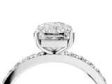 White gold Radiant Cut Diamond Solitaire with Pave Band and Four-Prong Setting 4