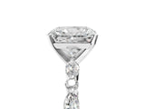 Silver 2.03 Carat F VS1 Radiant Diamond Solitaire with Side Stones on a Pavé Band and Four-Prong Setting